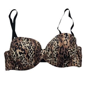 Vintage 1990s Ambrielle Womens Sz 36B Padded Push Up Bra Leopard Print